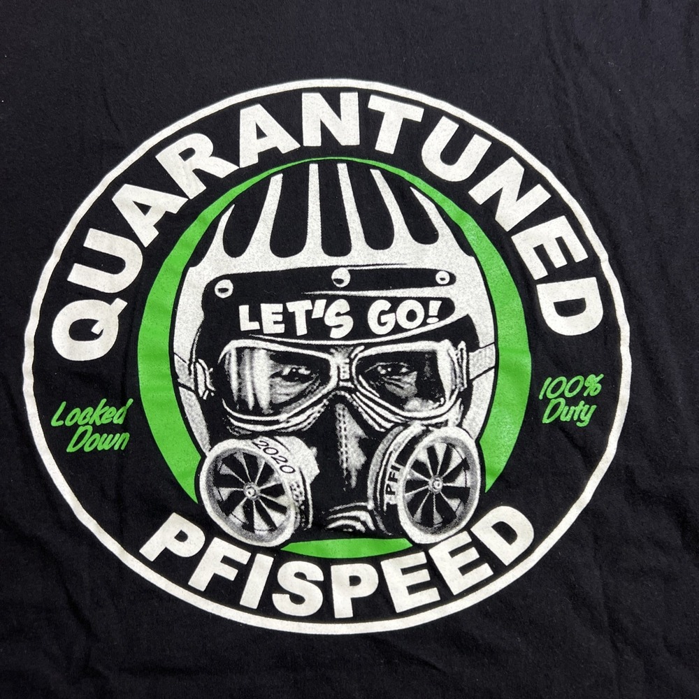 PFI Speed Quarantuned PFI Speed Black‎ Double Sided T-Shirt Mens Size Large